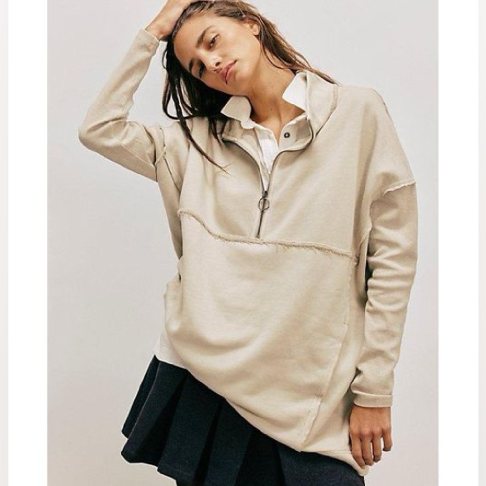 Free People We The Free On It Half-Zip - XS Beige NWOT